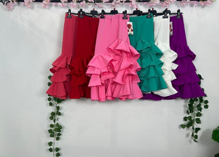 FALDA FLAMENCA PARA NIÑA TEJIDO ELASTICO