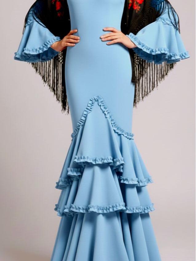 VESTIDO DE FLAMENCA CON VOLANTES DE PICO ELASTICO