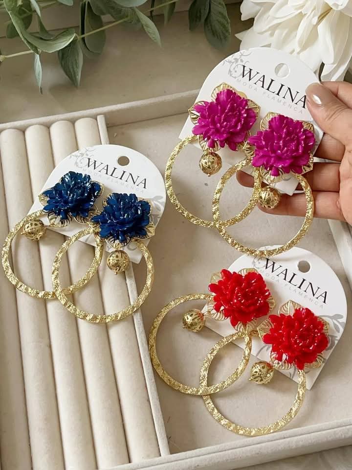 PENDIENTE FLAMENCA ARO FLOR