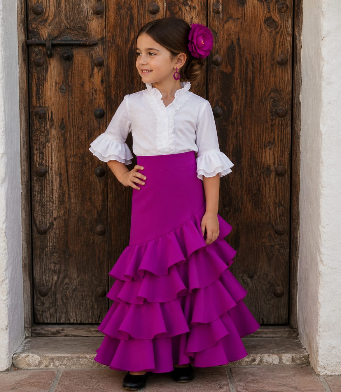 FALDA FLAMENCA PARA NIÑA TEJIDO ELASTICO