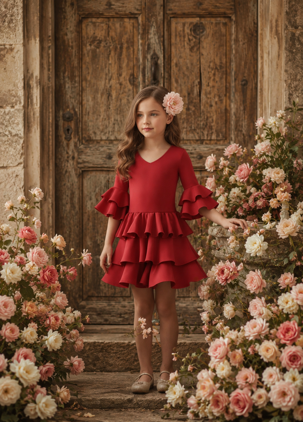 VESTIDO FLAMENCA CORTO TEJIDO ELASTICO