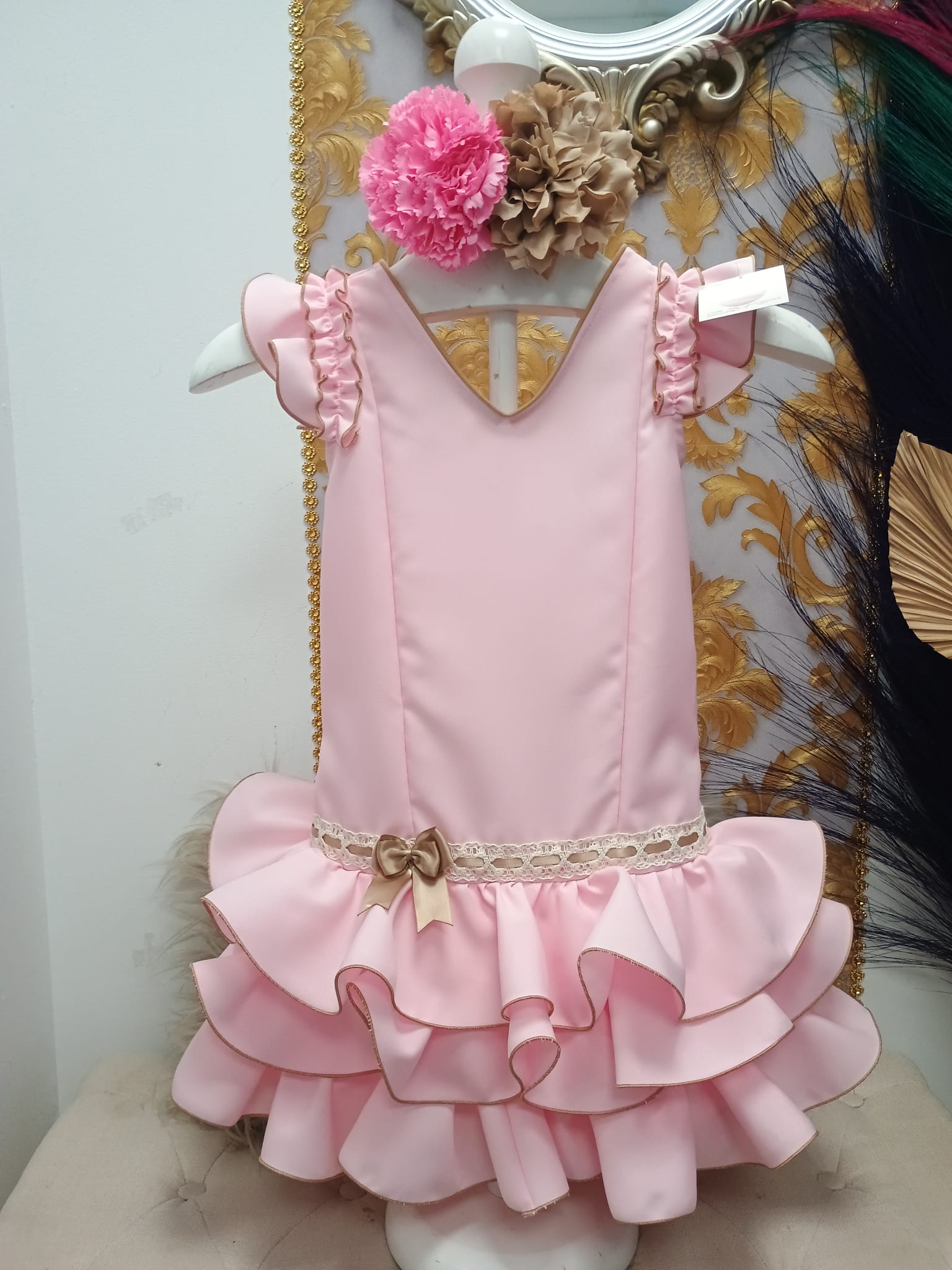 VESTIDO FLAMENCA NIÑA MODELO LUCIA ROSA PALO