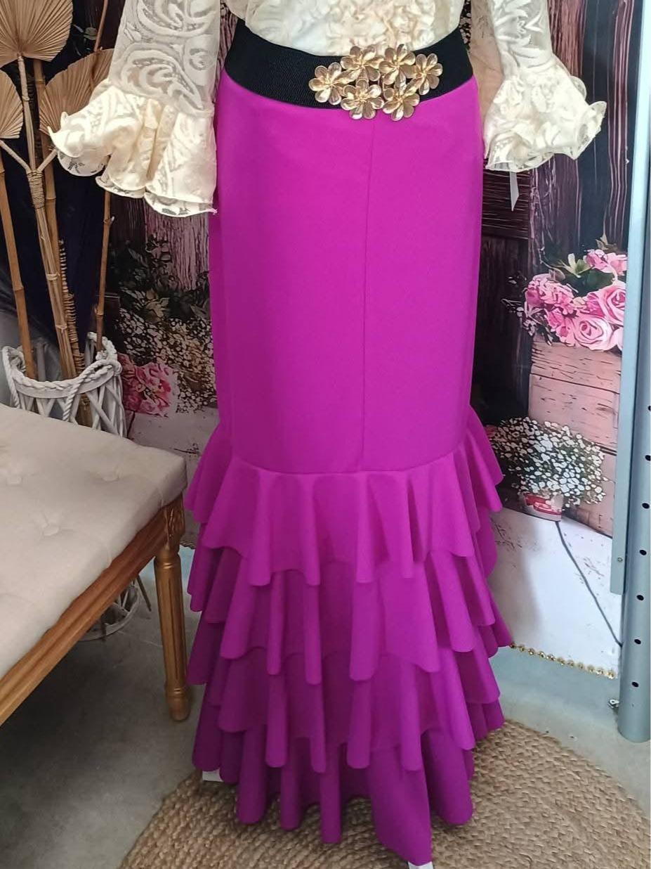 FALDA FLAMENCA CON VOLANTES RECTOS