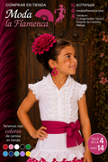 CAMISA DE FLAMENCA CON CHORRERAS PARA NIÑA COLOR BLANCO.