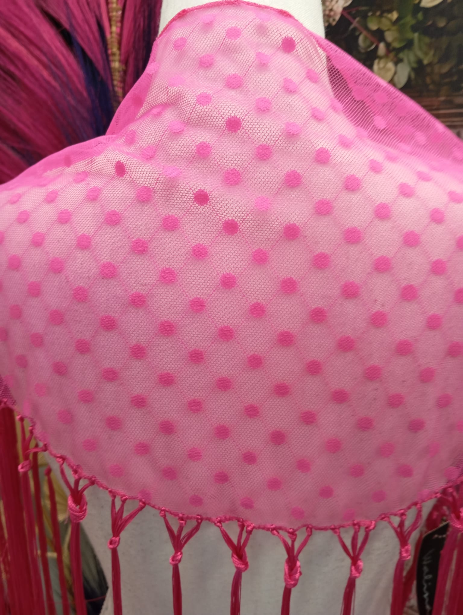 MANTON PLUMETI PEQUEÑO COLOR FUCSIA