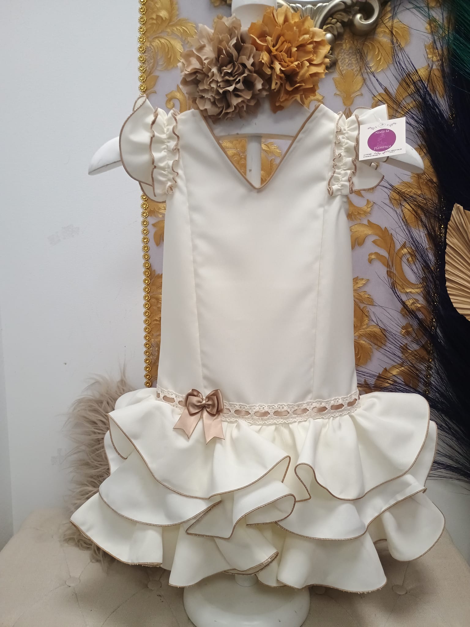 VESTIDO FLAMENCA NIÑA MODELO LUCIA BEIGE
