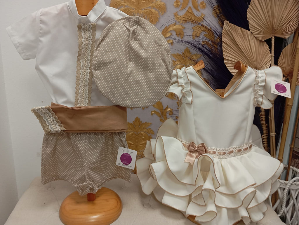 VESTIDO FLAMENCA NIÑA MODELO LUCIA BEIGE