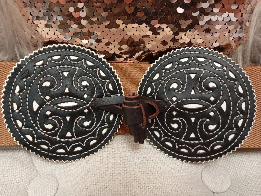 CINTURON ROCIERO ELASTICO DE PIEL CAMEL