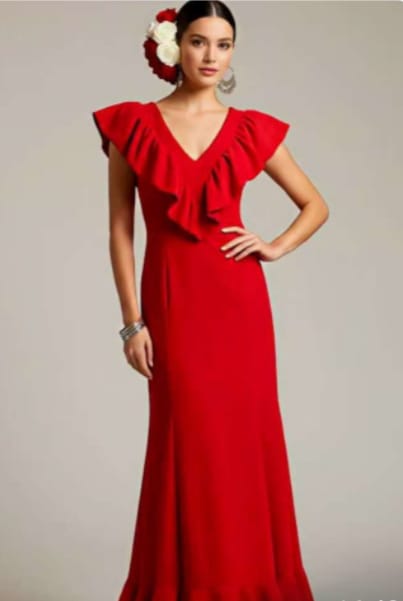 BATA FLAMENCA ESCOTE EN V