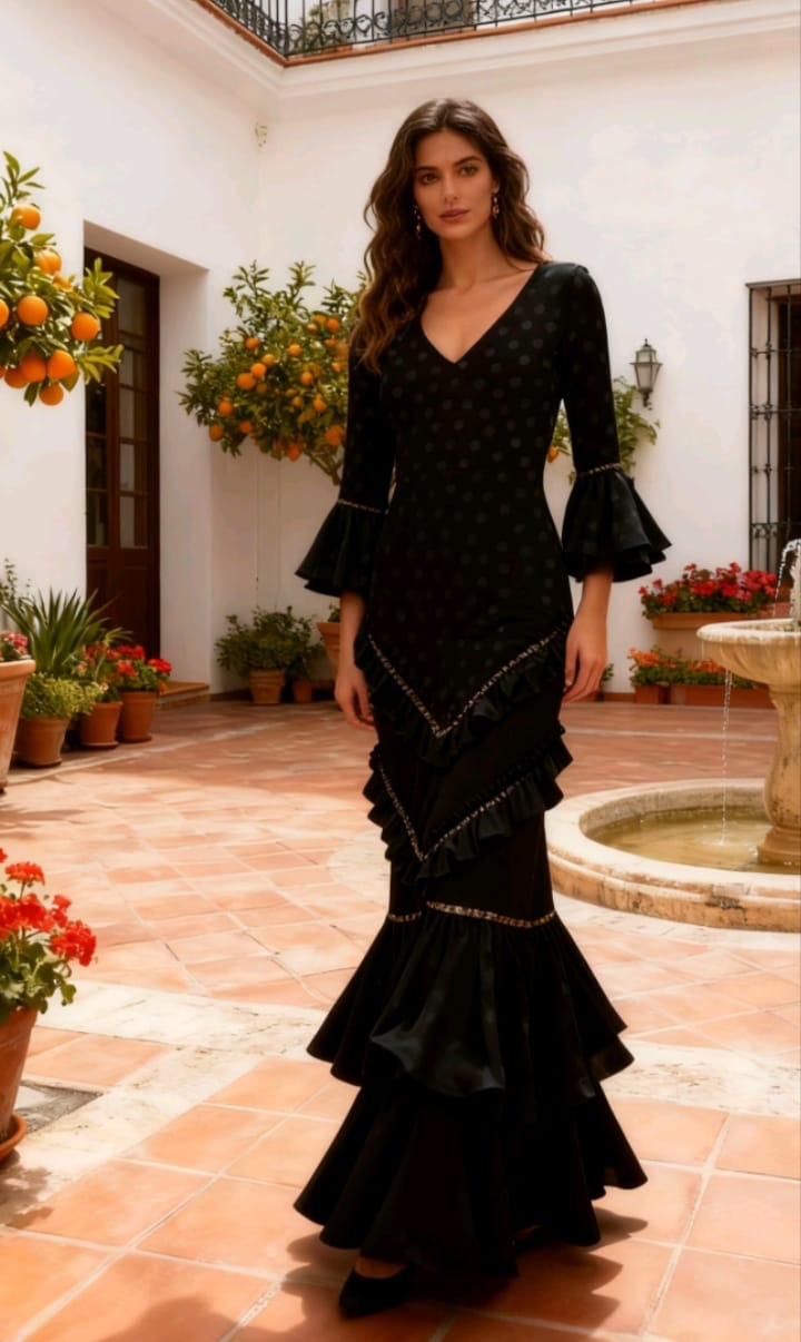 VESTIDO FLAMENCA LUNARES BROCADO MARGA