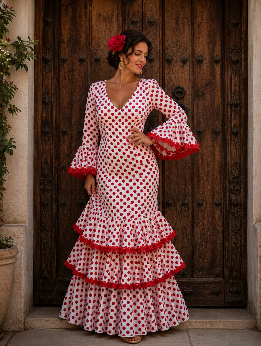 VESTIDO DE FLAMENCA CON LUNARES MODELO LOLA