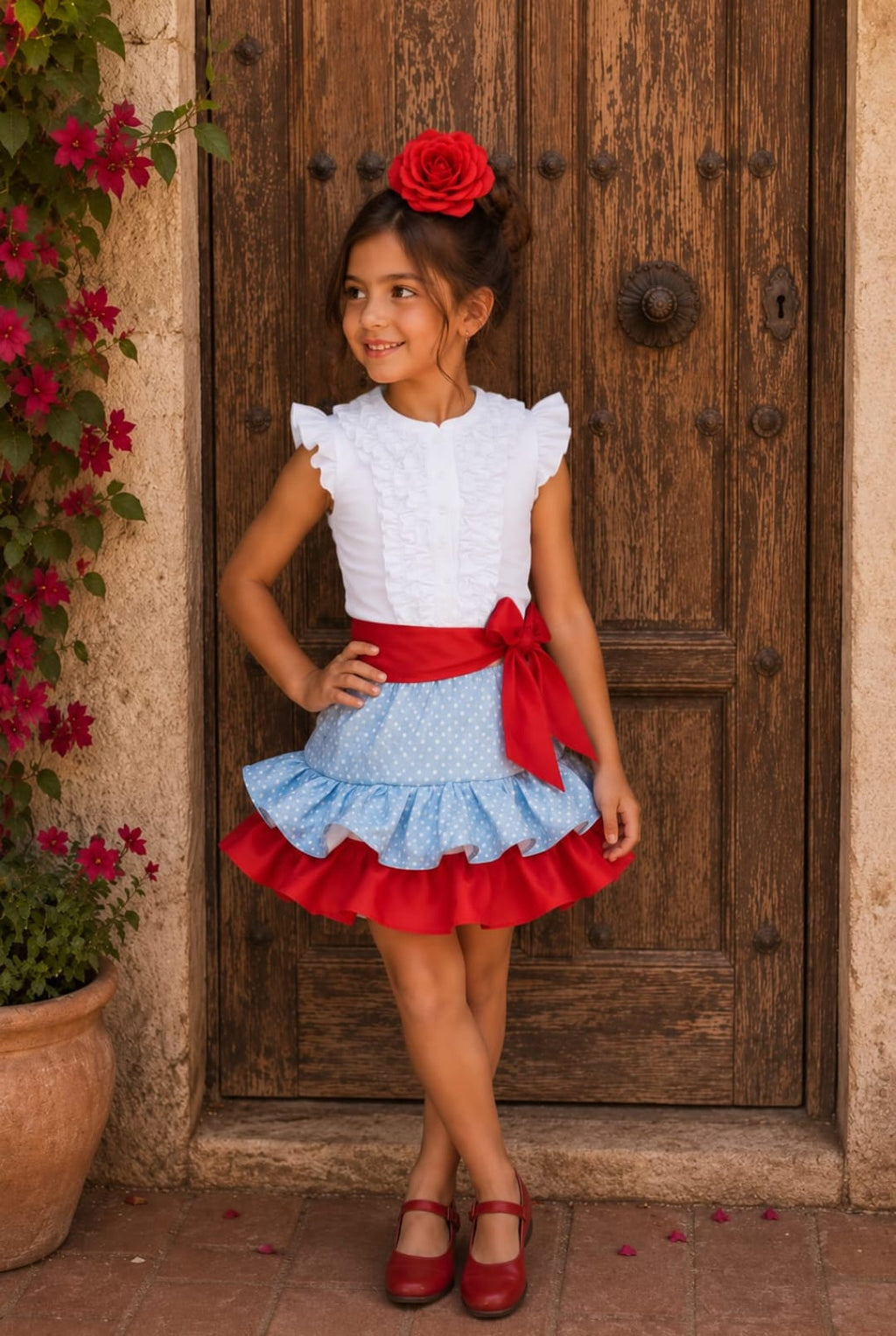 FALDA DE FLAMENCA CORTA PARA NIÑA TALLA 4.