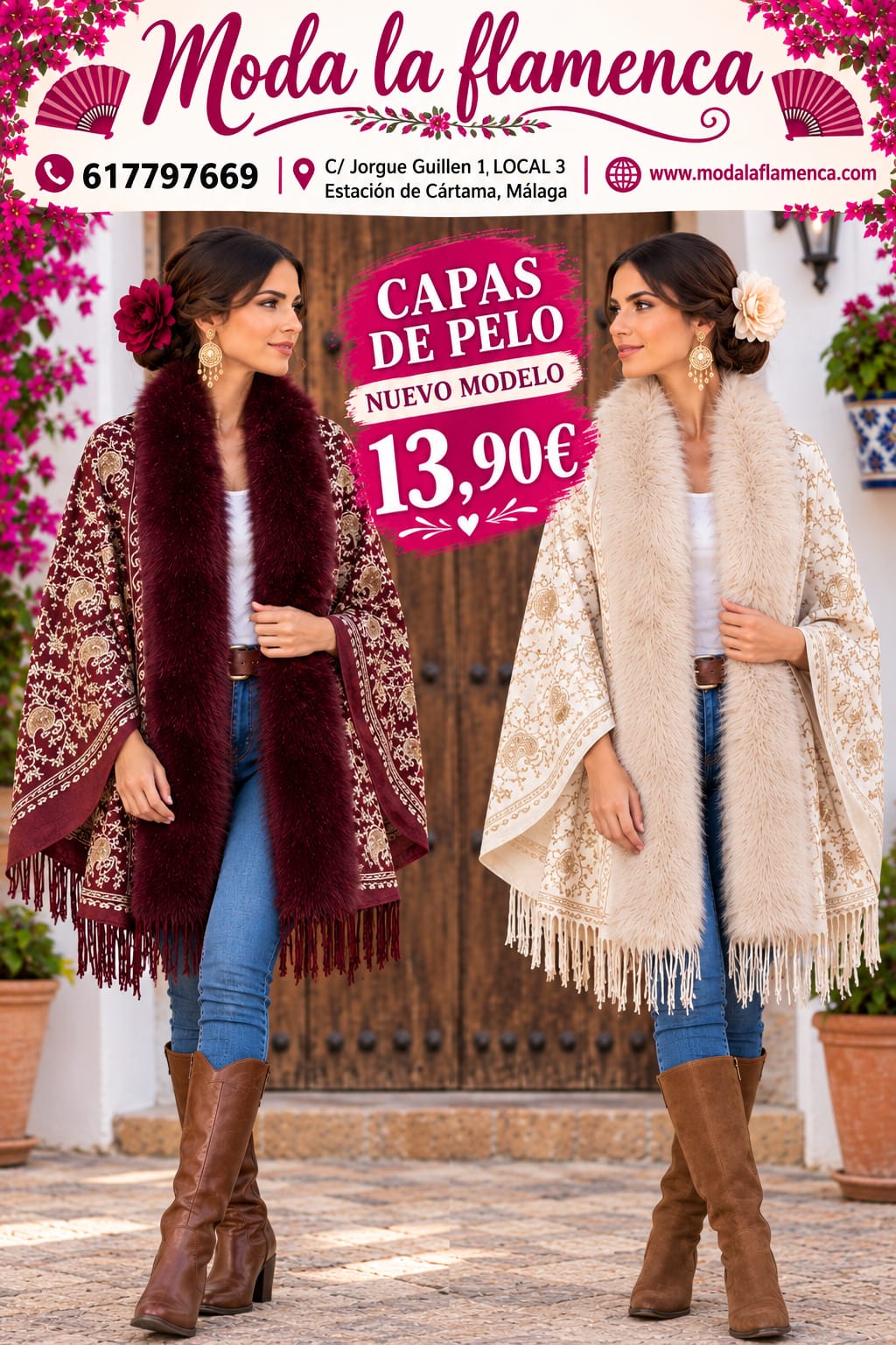CAPA BORDADA CON CUELLO DE PELO