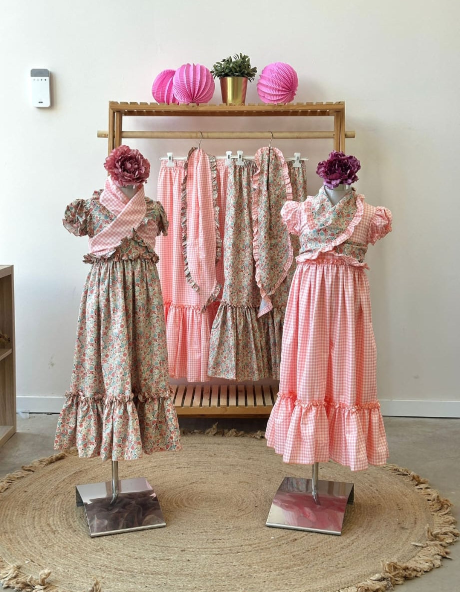 BATA FLAMENCA VICHY CORAL
