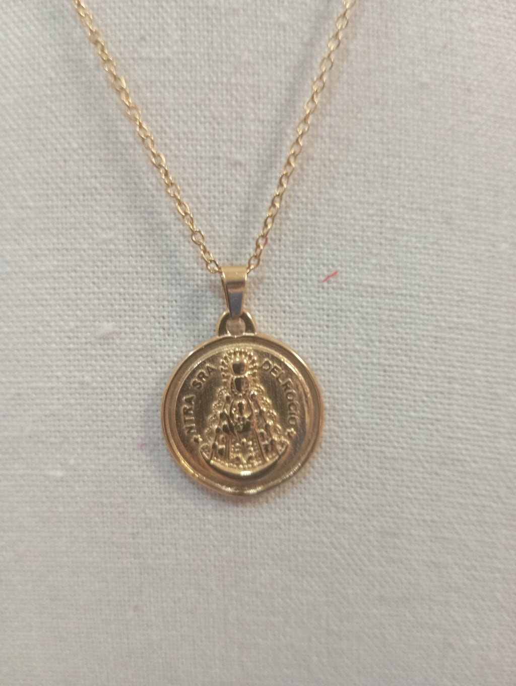 MEDALLA VIRGEN DEL ROCIO CON CADENA EN ACERO