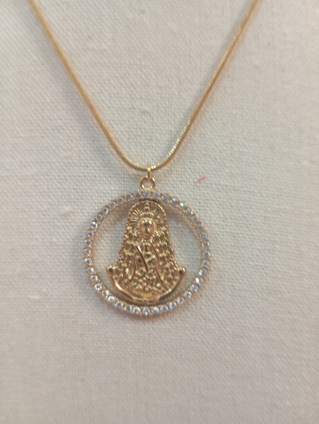 MEDALLA VIRGEN DEL ROCIO CIRCONITAS CON MEDALLA EN ACERO