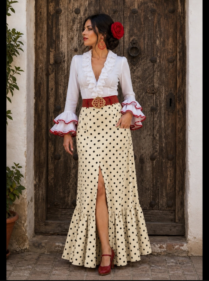FALDA FLAMENCA LUNARES CON BOLSILLOS