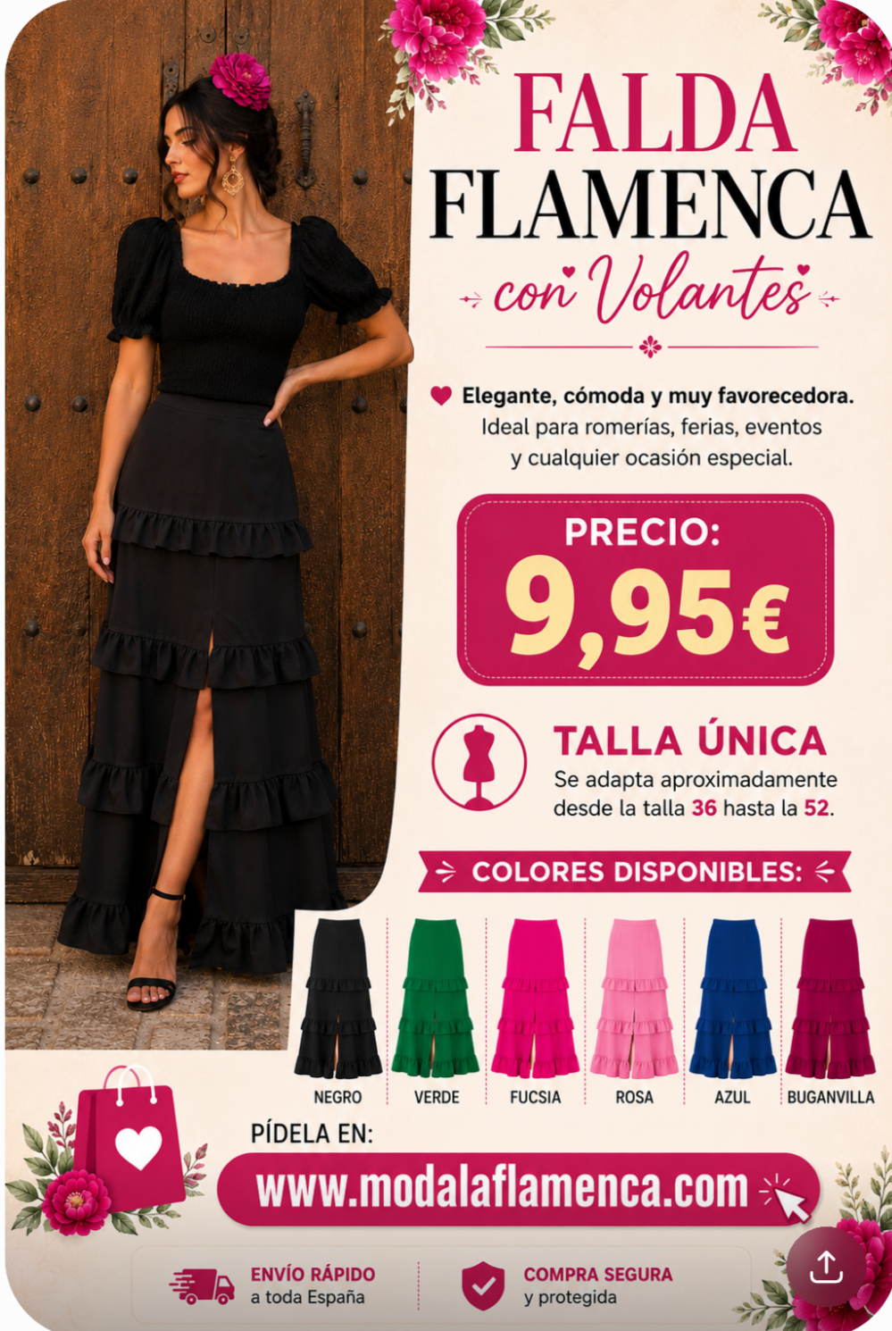 FALDA FLAMENCA CON RAJA AL CENTRO