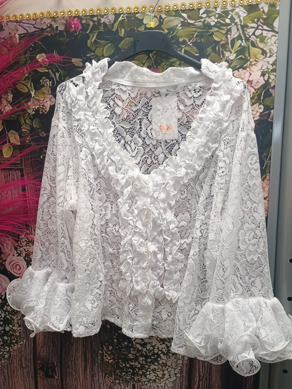 CAMISA ENCAJE ELASTICA COLOR blanco