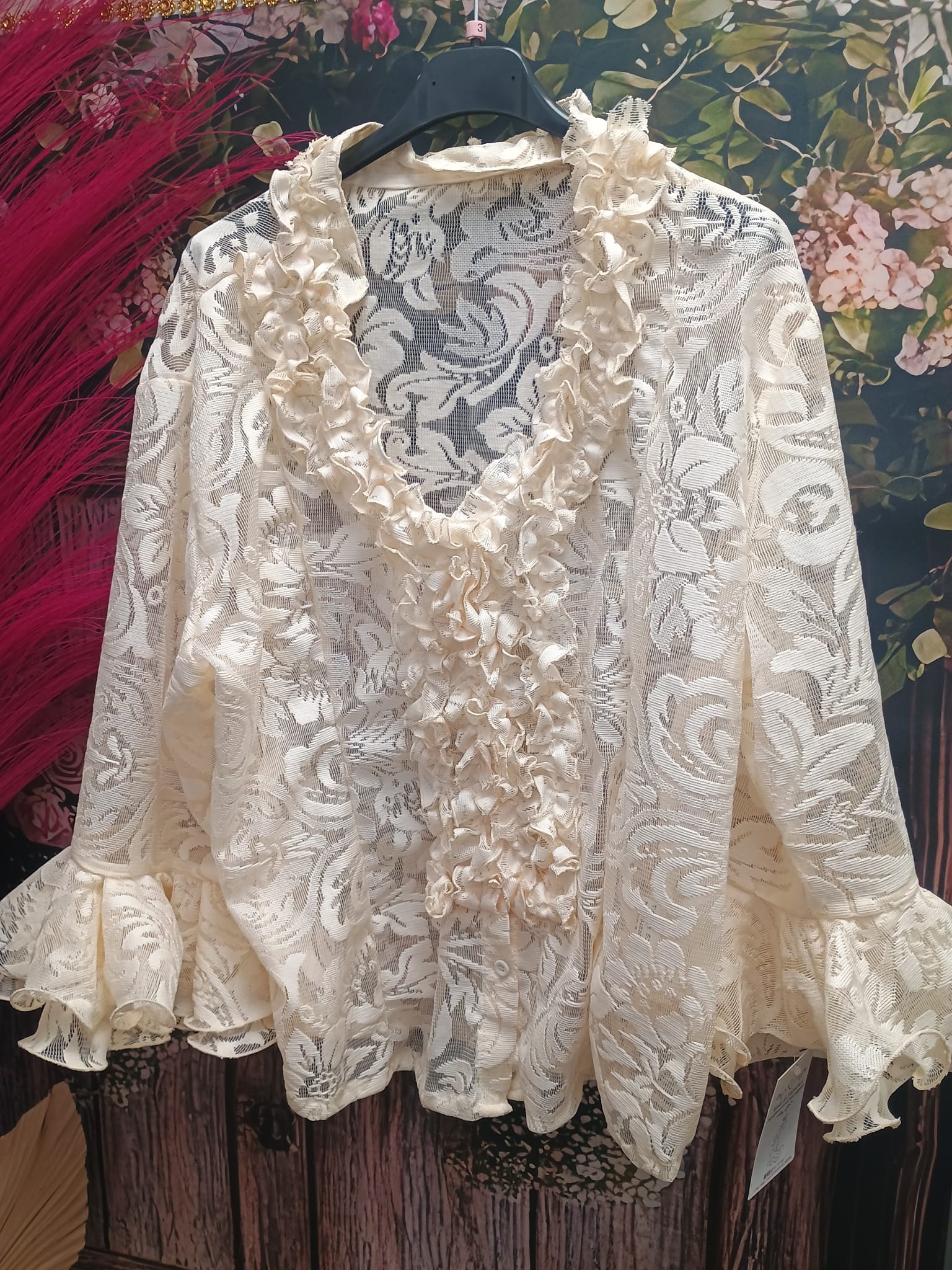 CAMISA ENCAJE ELASTICA COLOR BEIGE