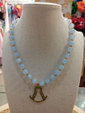 COLLAR BOLAS CELESTE VIRGEN DEL ROCIO
