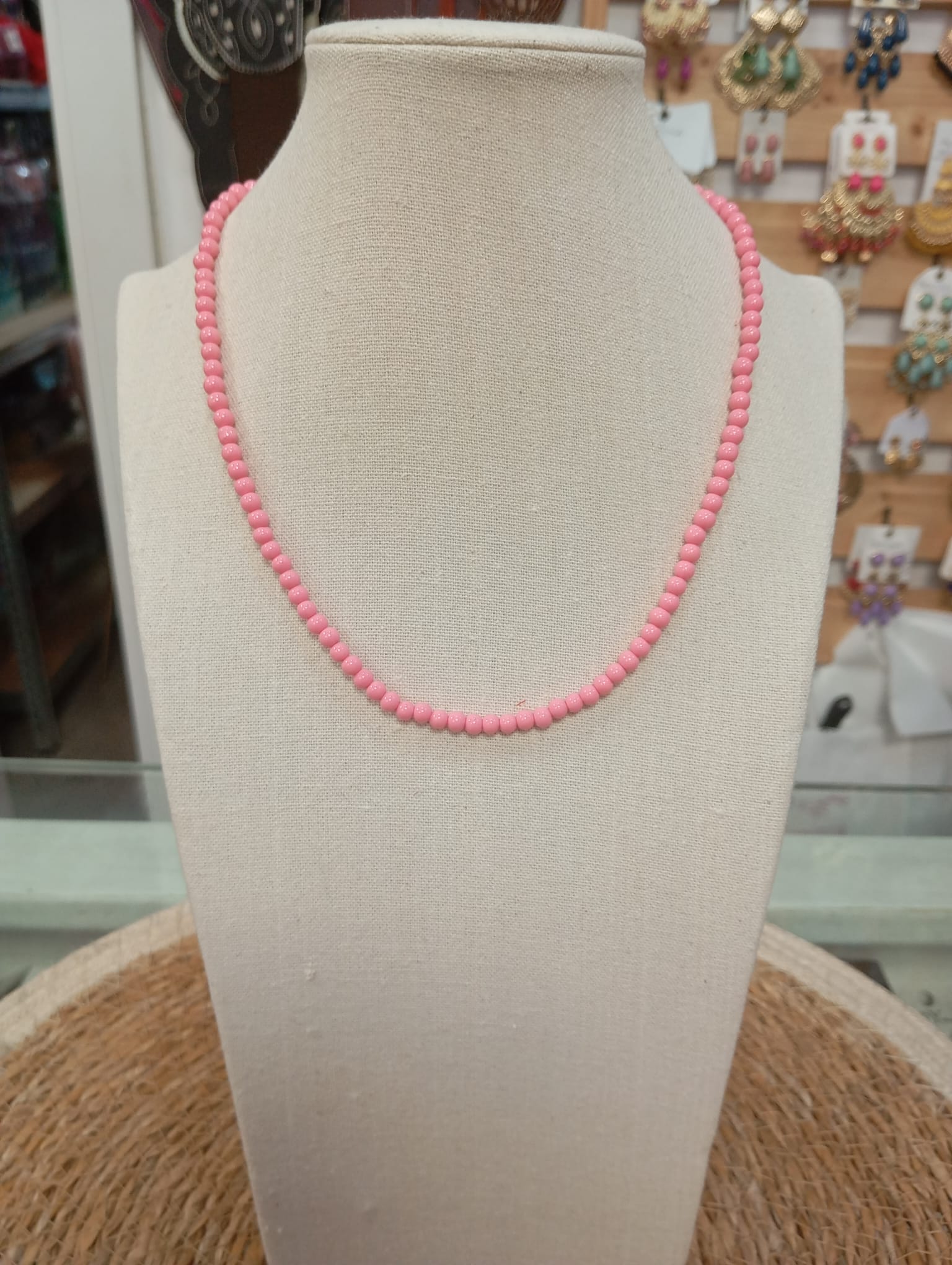 COLLAR BOLAS PEQUEÑAS ROSA PALO