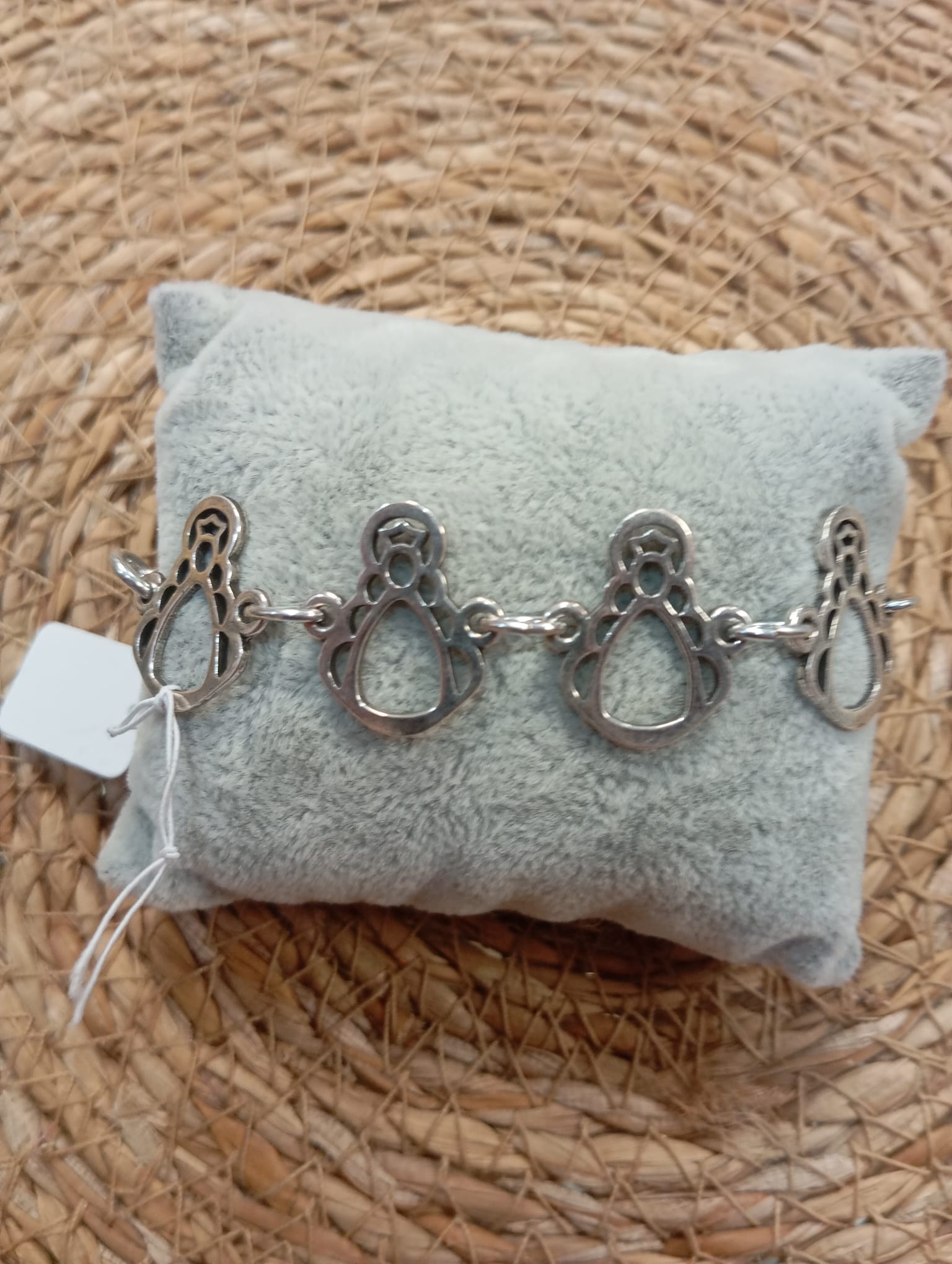 PULSERA VIRGEN DEL ROCIO, ACERO CON BAÑO DE PLATA.