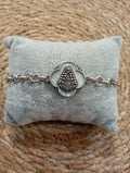 PULSERA VIRGEN DEL ROCIO EN ACERO BAÑADO EN PLATA