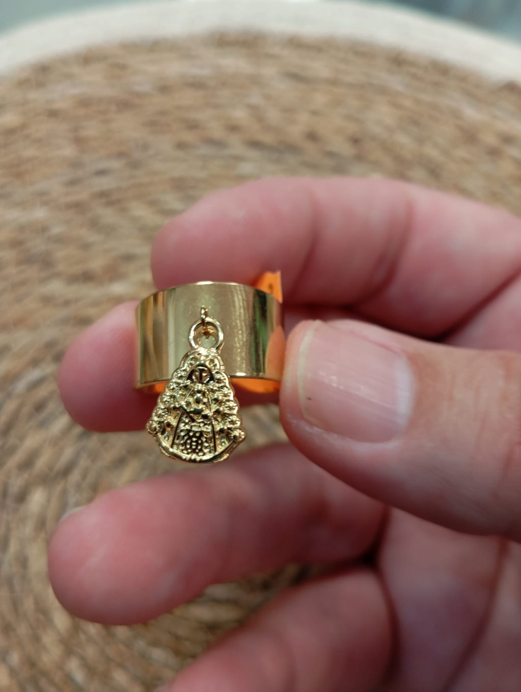 ANILLO VIRGEN DEL ROCIO AJUSTABLE EN ACERO