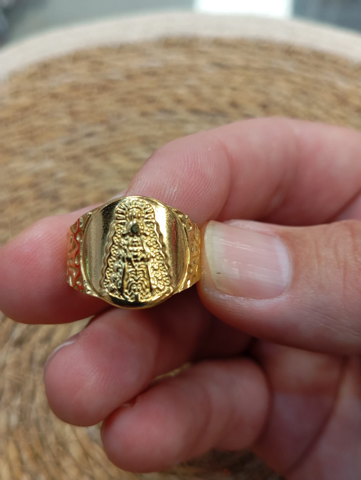 ANILLO VIRGEN DEL ROCIO AJUSTABLE EN ACERO