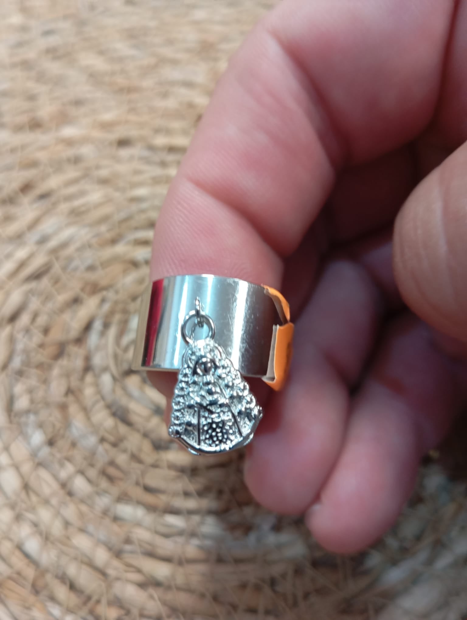 ANILLO VIRGEN DEL ROCIO AJUSTABLE EN ACERO