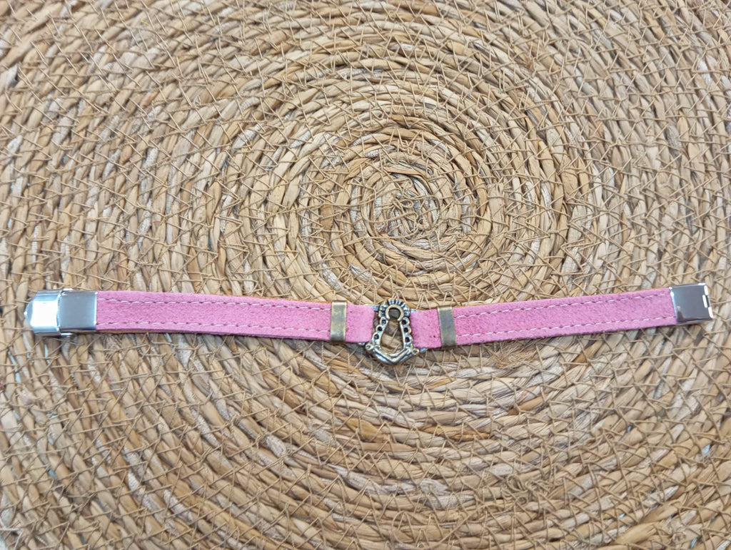 PULSERA VIRGEN DEL ROCIO DE CUERO Y ACERO