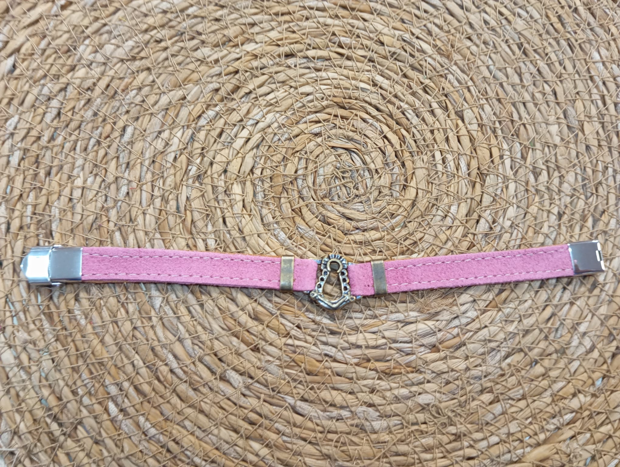 PULSERA VIRGEN DEL ROCIO DE CUERO Y ACERO