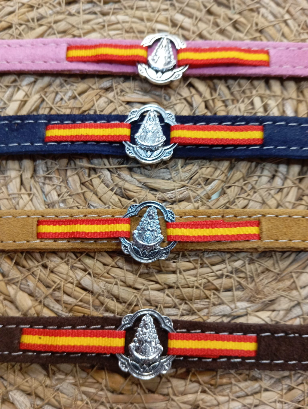 PULSERAS VIRGEN DEL ROCIO DE CUERO Y ACERO