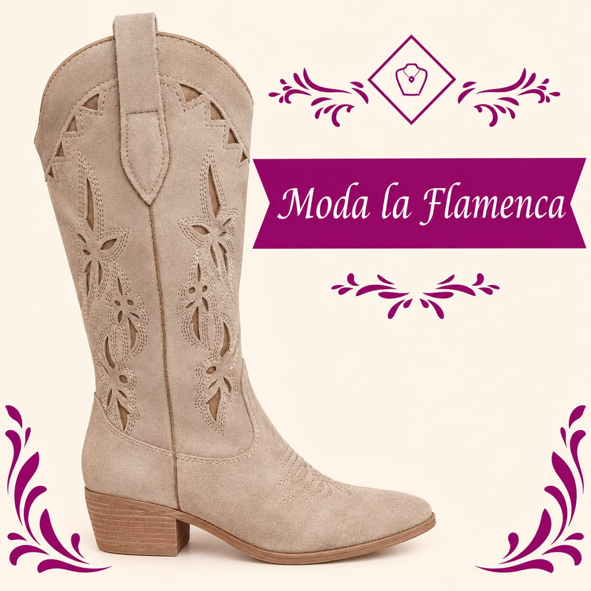 BOTA ESTILO COWBY BEIGE