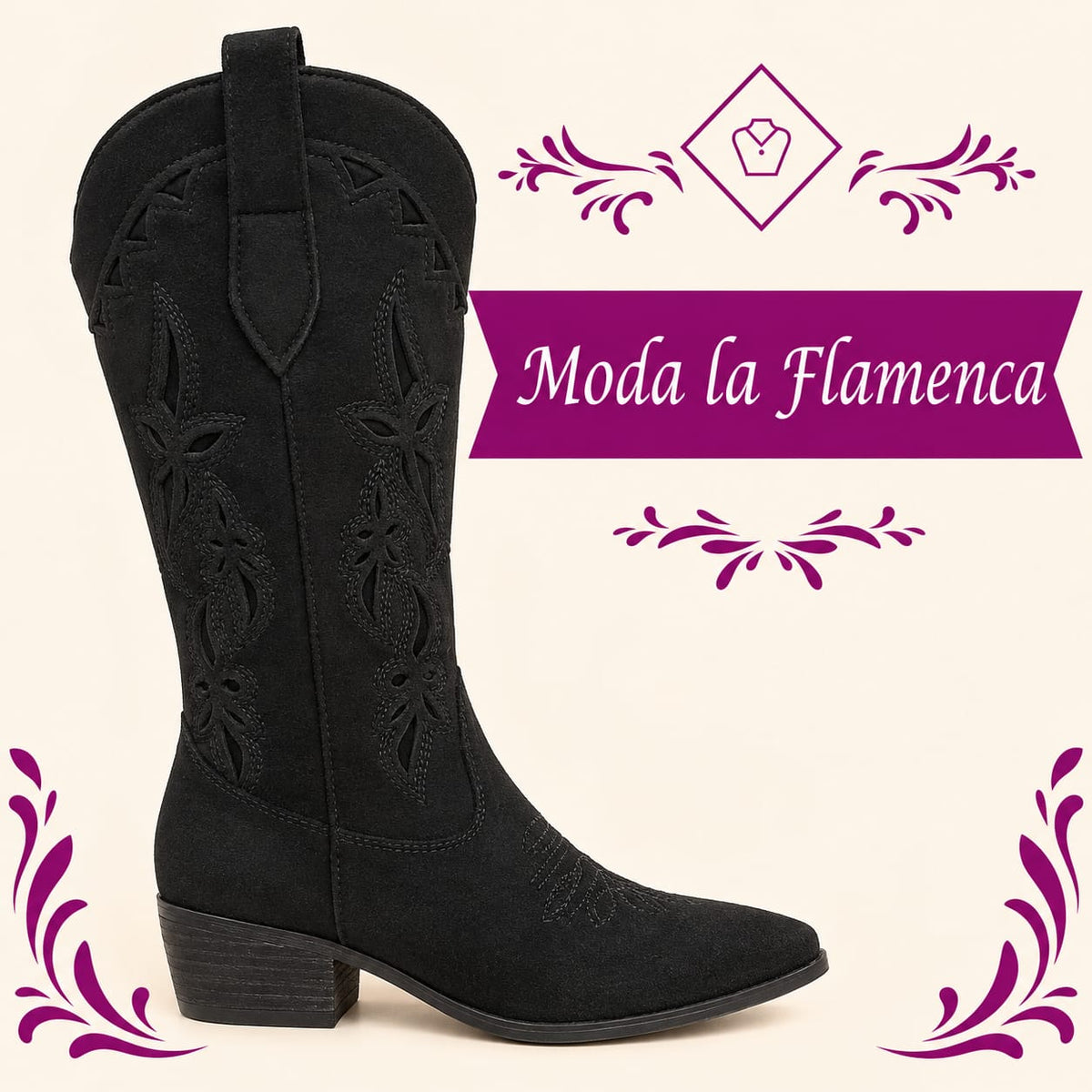 BOTA ESTILO COWBOY NEGRA