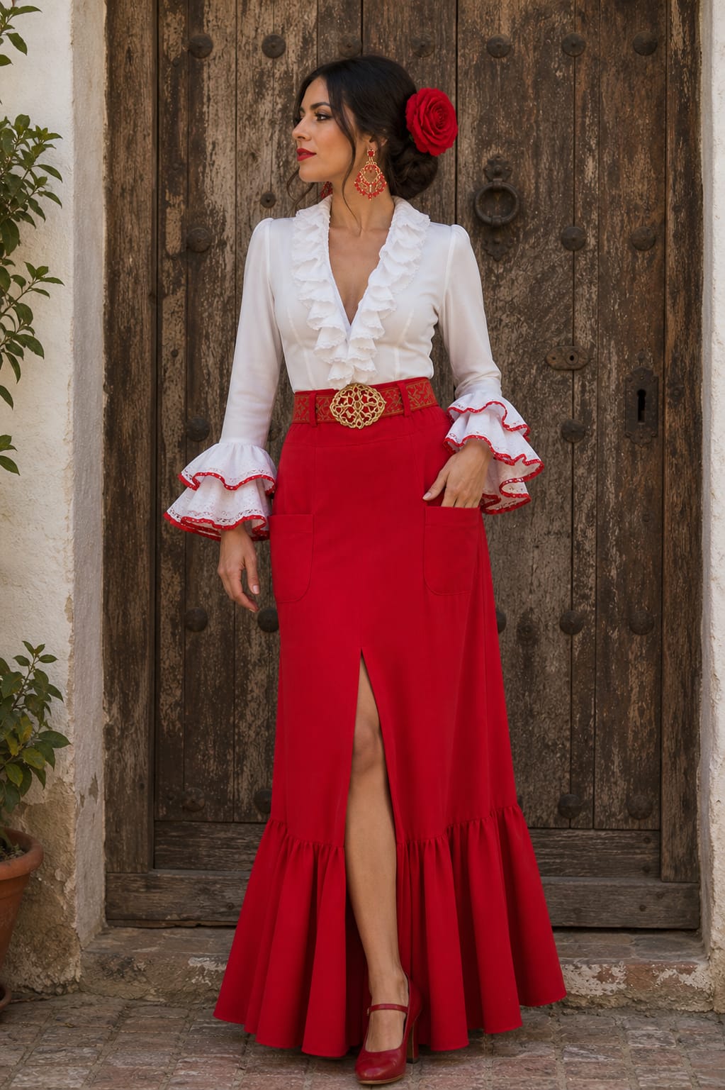 FALDA DE FLAMENCA CON BOLSILLOS
