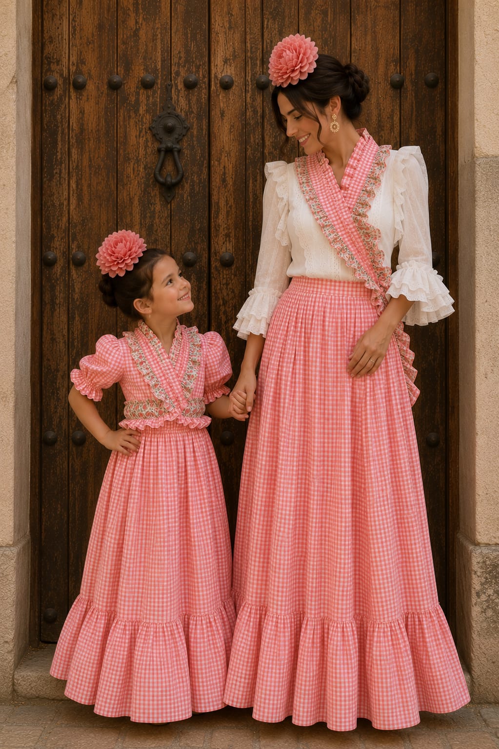 BATA FLAMENCA VICHY CORAL