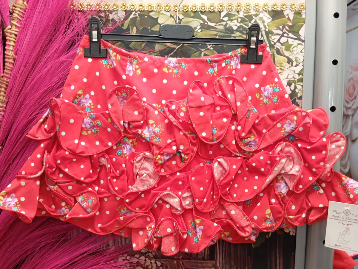 FALDA DE FLAMENCA CORTA PARA NIÑA TALLA 10.