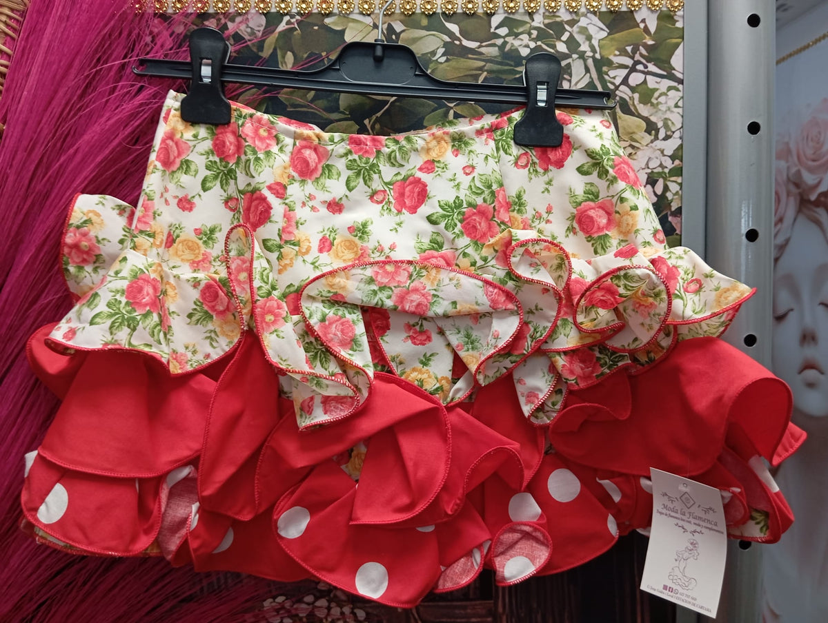 FALDA DE FLAMENCA CORTA PARA NIÑA TALLA 10.