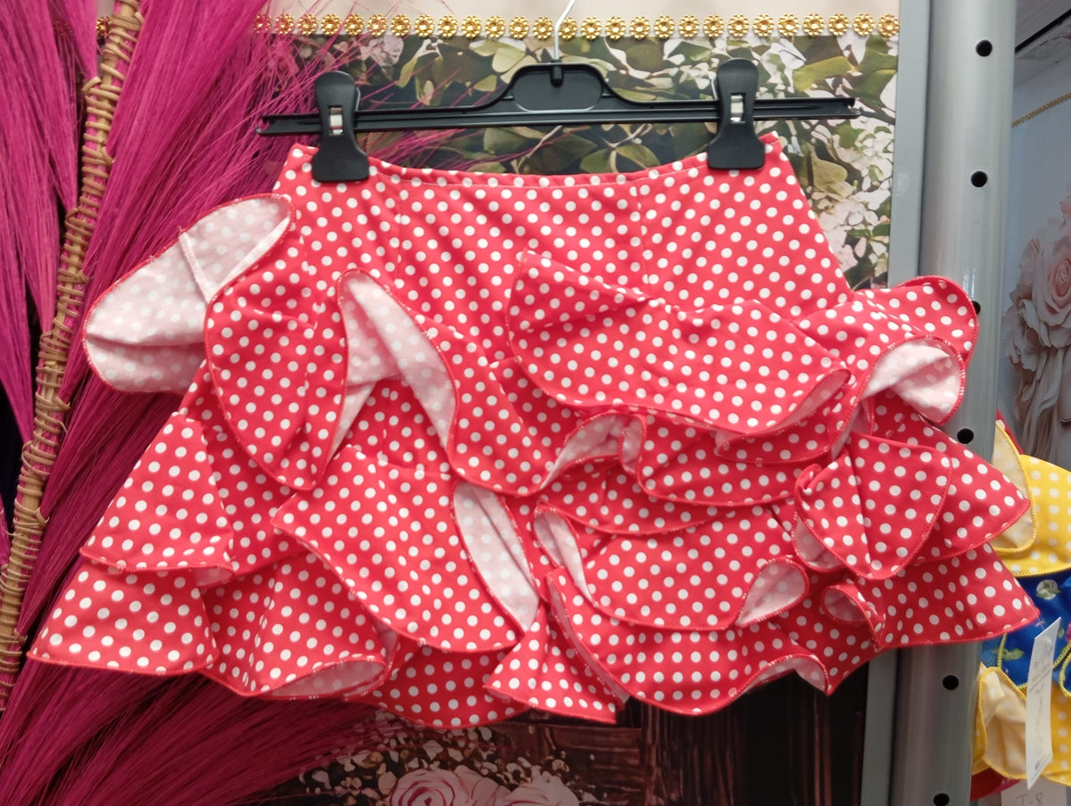 FALDA DE FLAMENCA CORTA PARA NIÑAS TALLA 8.