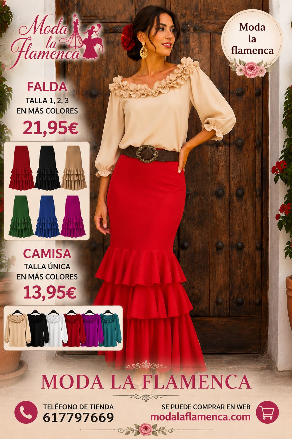 FALDA FLAMENCA CON VOLANTES RECTOS