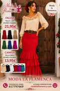 FALDA FLAMENCA CON VOLANTES RECTOS