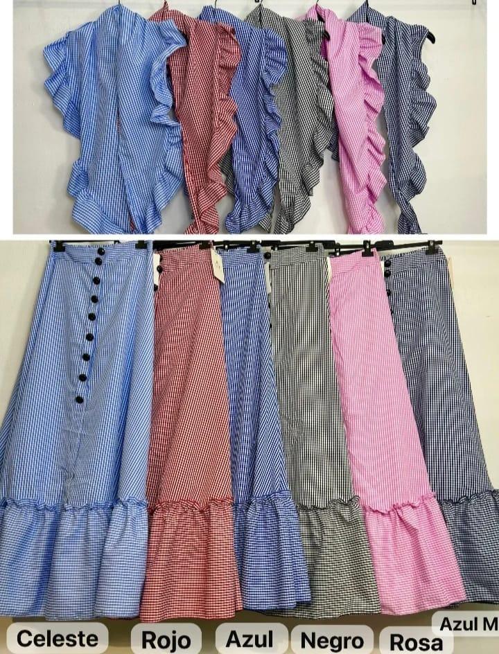 FALDA FLAMENCA PARA ROMERIAS CON BOTENES