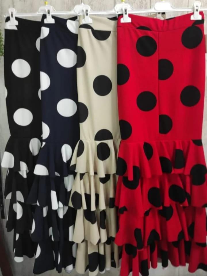 FALDA DE FLAMENCA LUNARES VOLANTES RECTOS