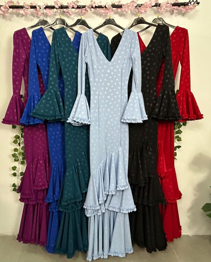 VESTIDO FLAMENCA LUNARES BROCADO CRUZADO