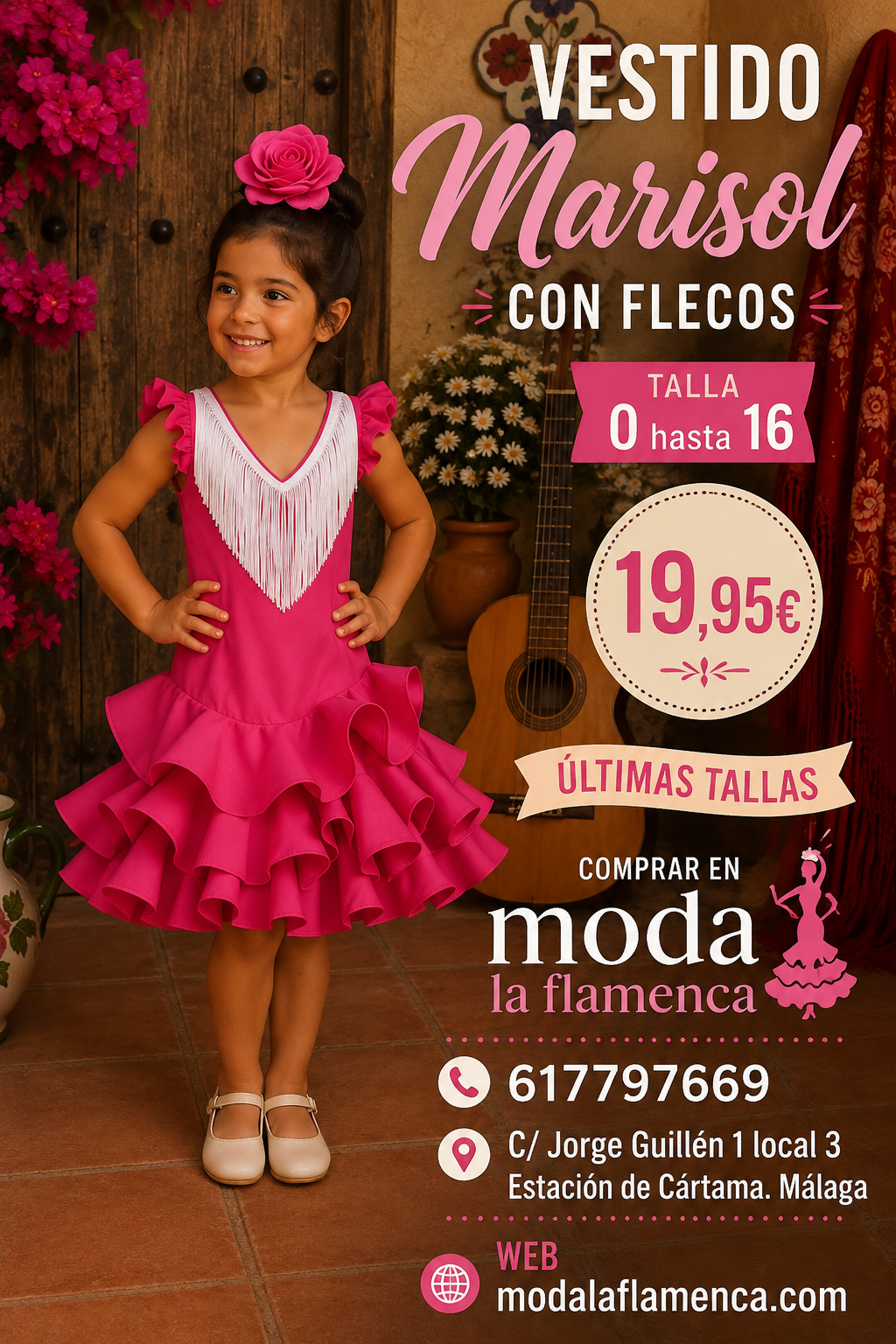 VESTIDO MODELO MARISOL CON FLECOS BUGANVILLA
