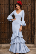 VESTIDO FLAMENCA LUNARES BROCADO CRUZADO