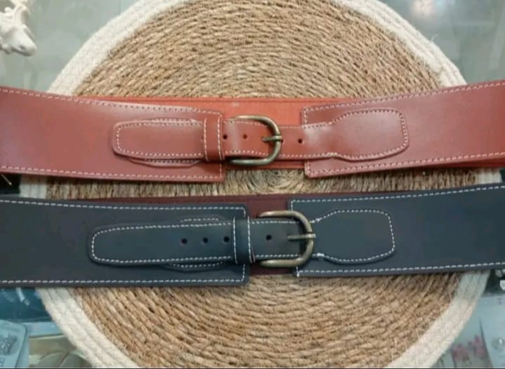 CINTURON ROCIERO DE PIEL MARRON Y CHOCOLATE