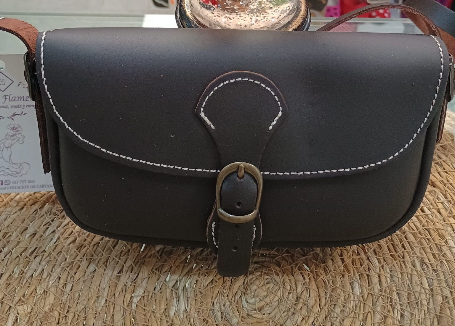 BOLSO RIÑONERA DE PIEL ROCIERO COLOR OSCURO